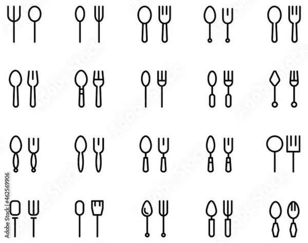 Fototapeta Spoon and fork vector on white background.