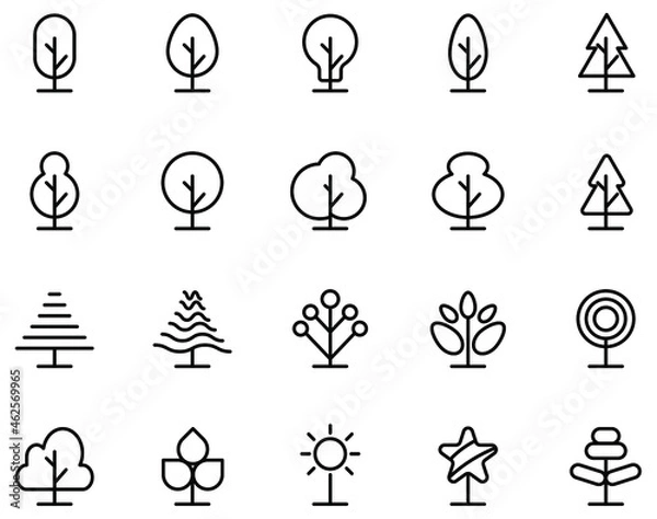 Fototapeta Tree icons vector on white background.
