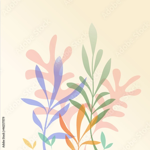 Fototapeta Trendy abstract square art template with floral a element. Suitable for social media posts, mobile apps, banners design and web/internet ads. Vector fashion backgrounds.