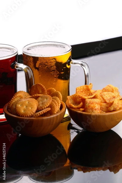 Fototapeta Birra party con snack