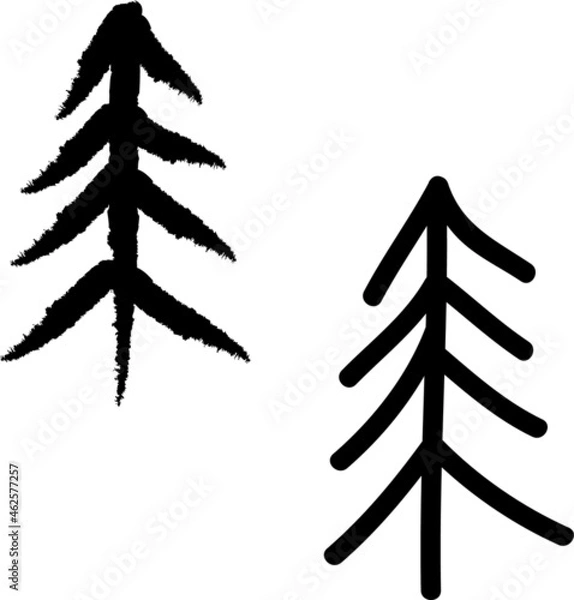 Obraz Icon christmas tree in doodle style on light background. Isolated background. Traditional symbol. Vector graphic illustration. Vector design. Vector isolated illustration set. Happy new year.