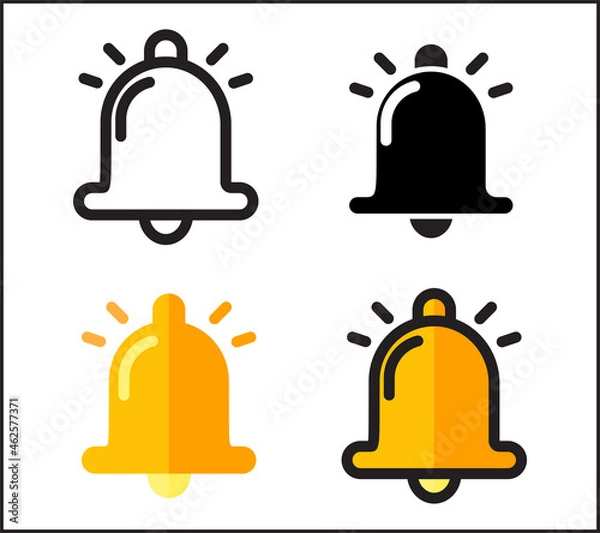 Fototapeta Bell icon line, gylph/solid, flat, and flat line art