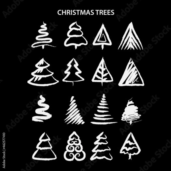 Obraz Icon christmas tree in doodle style on light background. Isolated background. Traditional symbol. Vector graphic illustration. Vector design. Vector isolated illustration set. Happy new year.