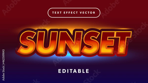 Obraz Sunset Editable 3d Text Effect Vector Illustration