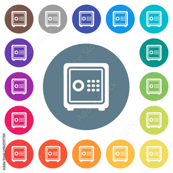 Fototapeta Single strong box outline flat white icons on round color backgrounds