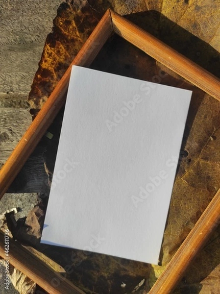 Fototapeta Autumn mockup for postcards or greetings. Template for photomontage. 