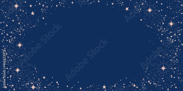 Obraz Niebieskie tło z gwiazdami i miejscem do tekstu. Kosmiczny niebieski sztandar z przestrzenią kopii astrologii, tarota, horoskop. Nowoczesna tapeta wektorowa.