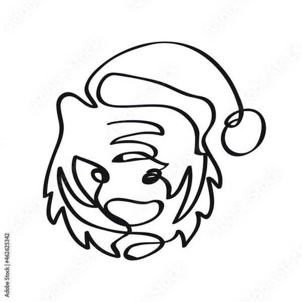 Obraz Line art  vector icon tiger christmas for decoration design. Calendaricon.  Web flat icon. Black line icons. Symbol, logo illustration.