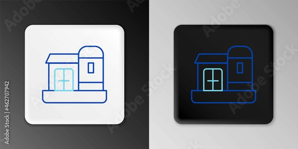 Fototapeta Line Farm house icon isolated on grey background. Colorful outline concept. Vector