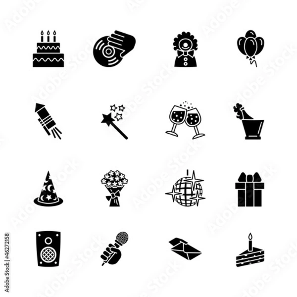 Obraz birthday icons set