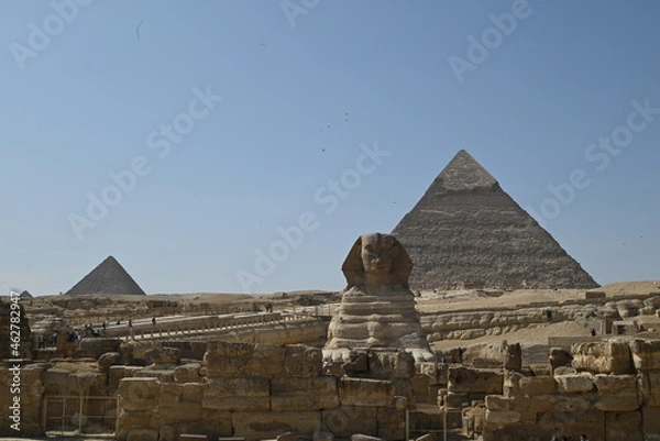 Fototapeta sphinx and pyramid