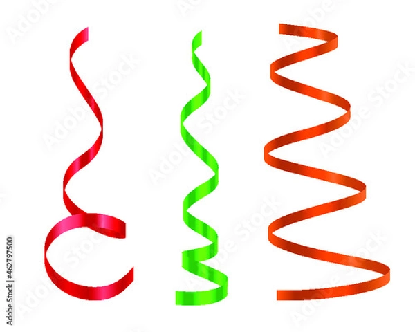 Fototapeta set of color ribbon paper streamers for holiday