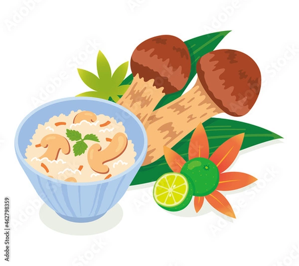 Fototapeta 松茸ごはんのイラスト