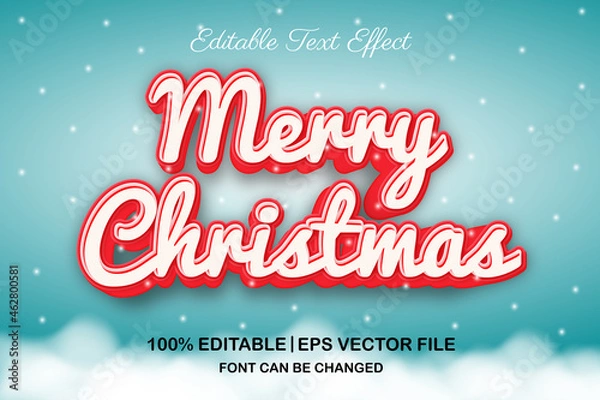 Obraz merry christmas editable text effect 3d style