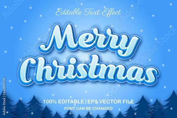 Obraz merry christmas editable text effect 3d style