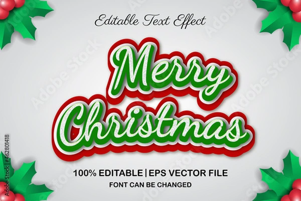 Obraz merry christmas editable text effect 3d style