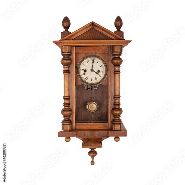 Obraz Old antique wall clock on white background 