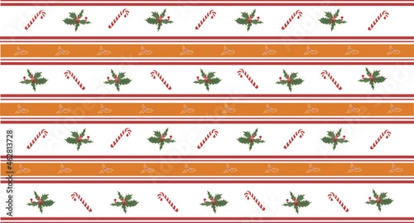 Fototapeta Christmas pattern with candy cane and colored lined