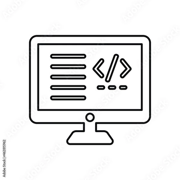 Obraz Development, programmer outline icon. Line vector design.