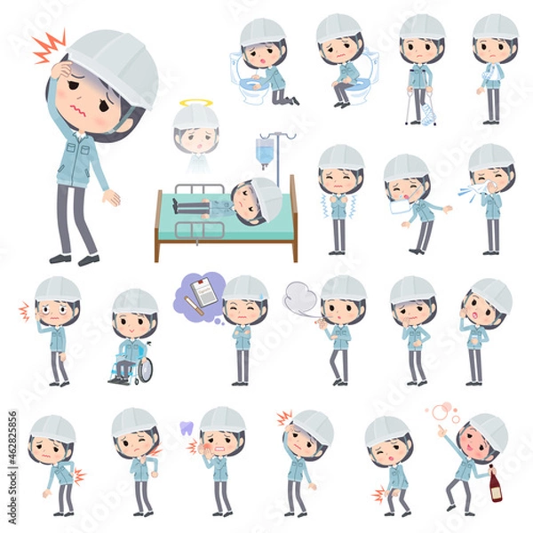 Fototapeta 怪我や病気の状態の現場監督女性のセット