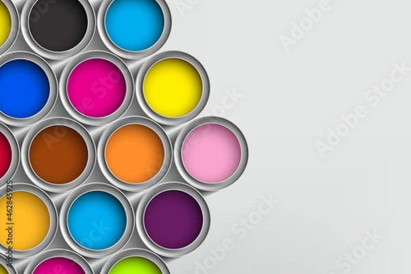 Obraz Buckets with multi colored paint