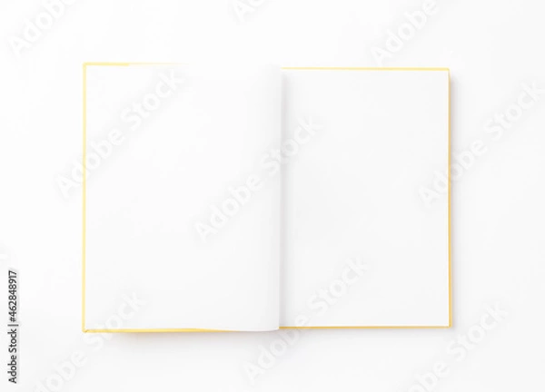 Fototapeta Open empty photo album on white background. Top view