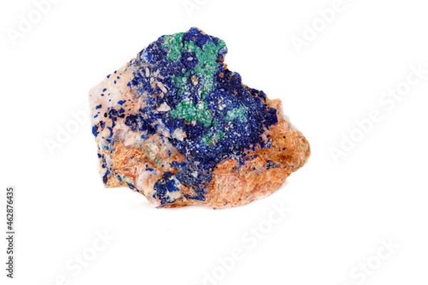 Fototapeta Macro mineral stone Malachite and Azurite against white background