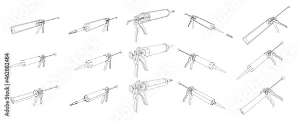 Fototapeta Vector caulking gun a tool for silicone tube