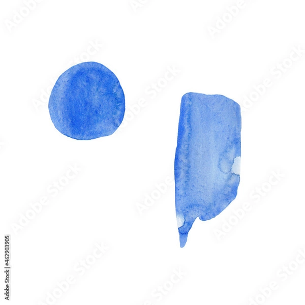 Fototapeta Abstract drawing of watercolor blue stain on white background. Watercolor texture. Background. Isolated