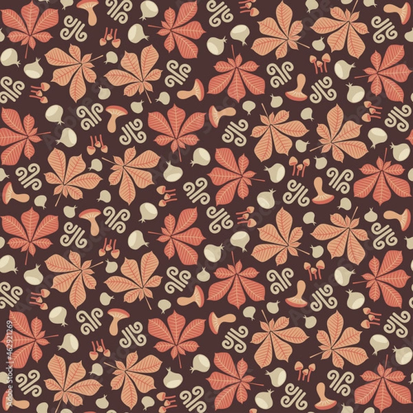 Fototapeta Chestnut leaves - repeat pattern