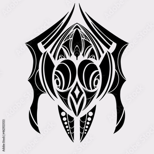 Fototapeta Bird tribal tattoo black color illustration graphic art, decoration abstract shape and symbol