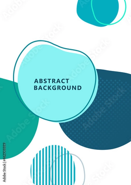 Fototapeta Abstract dynamic composition of overlapping rounded shapes and dots. Geometric background in modern style, element of minimal design. Vector