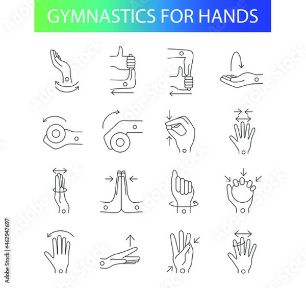 Obraz Carpal tunnel syndrome, line icons set