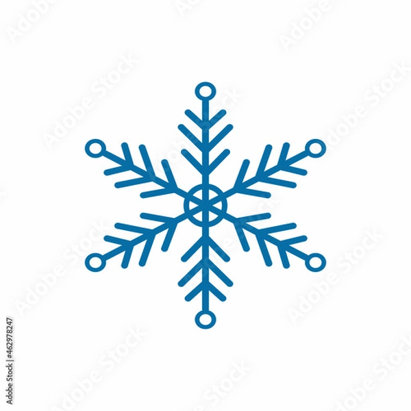Fototapeta Decorative blue snowflake on white background. New year design element, frost symbol. Vector illustration.