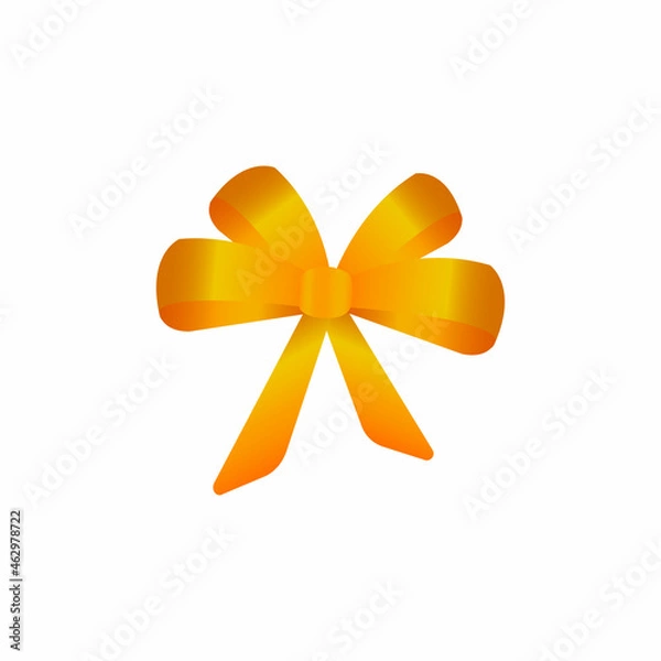 Obraz Shiny gold bow on white background. Holiday element for decoration gifts.  Vector illustration.