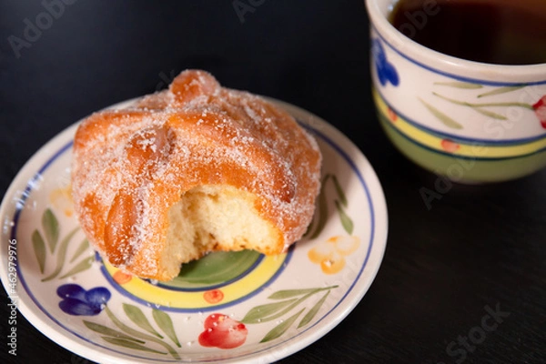 Obraz Pan de Muerto with a bite Served with coffe 
