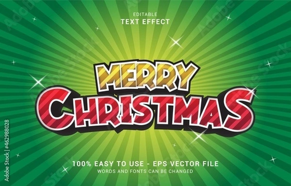 Fototapeta editable text effect, Merry Christmas style