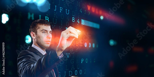 Fototapeta Business and innovation concept . Mixed media