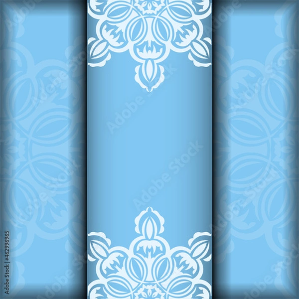 Fototapeta Blue color flyer with luxurious white pattern for your brand.