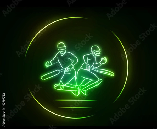 Obraz cricket player neon circle vector