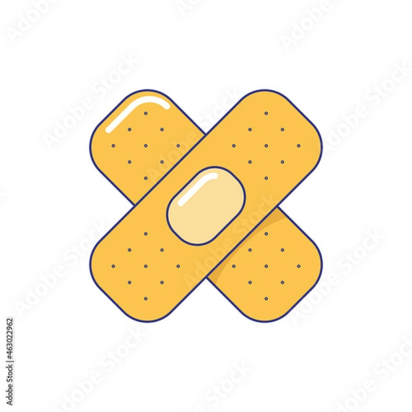 Fototapeta Crossed adhesive strip tape skin plasters for fixing. Sticky first aid medical bandage, vaccination campaign symbol cartoon vector illustration isolated on white background