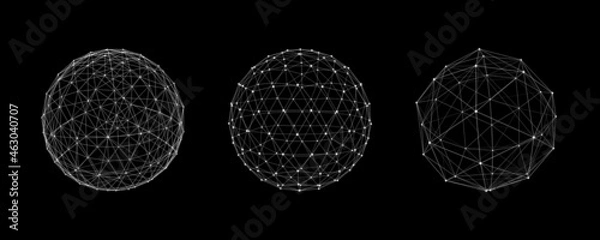 Fototapeta Vector futuristic sphere of particles and lines. Network connection big data. Abstract technology background.