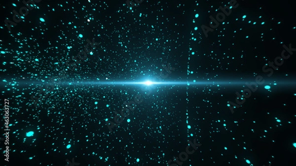 Fototapeta Particles blue dust abstract light motion titles cinematic background loop