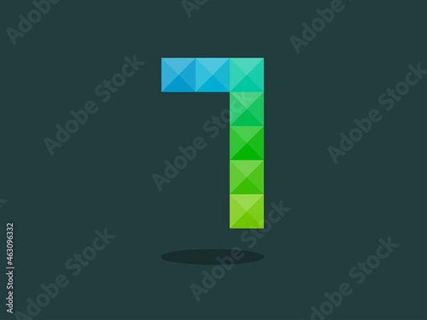 Fototapeta Geometric Number 7 with perfect combination of blue-green colors. Good for print, business logo, design element, t-shirt design, etc.