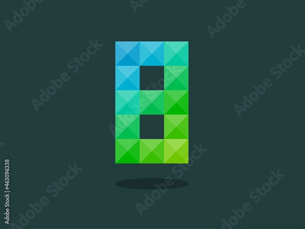 Fototapeta Geometric Number 8 with perfect combination of blue-green colors. Good for print, business logo, design element, t-shirt design, etc.