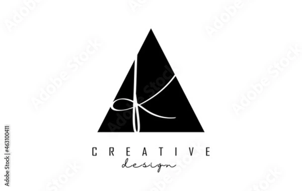 Fototapeta Letters AK a k Logo with a minimalist design. Abstract overlapping letters A & K with geometric and handwritten typography. Creative Vector Illustration with letters A and K. Lettering sign.