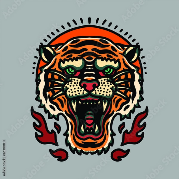 Obraz tiger tattoo illustration vector design