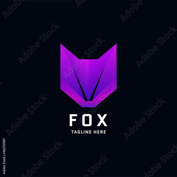 Obraz fox logo design. modern design with blue purple gradient.