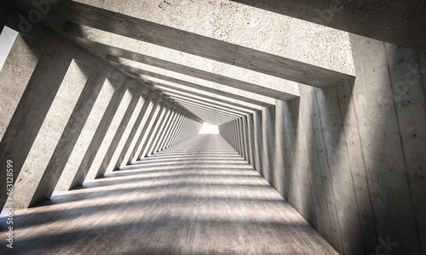 Obraz Wzmocniona konstrukcja tunelu betonowego z otworami bocznymi.