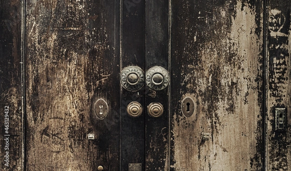 Fototapeta Detailed view of ancient street double door